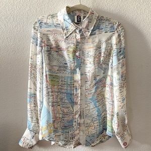 Authentic Dolce and Gabbana sheer city map blouse
